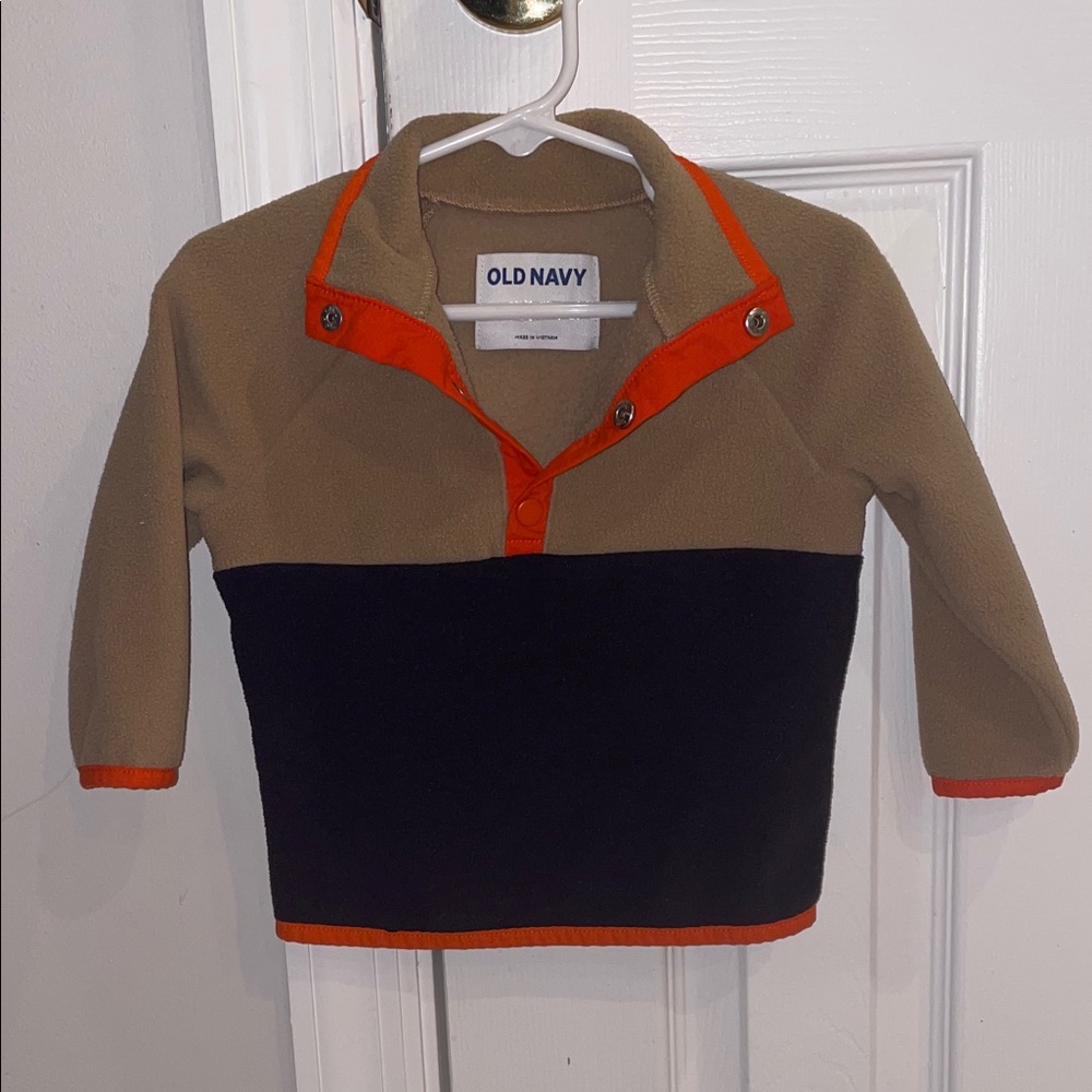 Old Navy Kids' Tan and Navy Sweater with Orange Trim